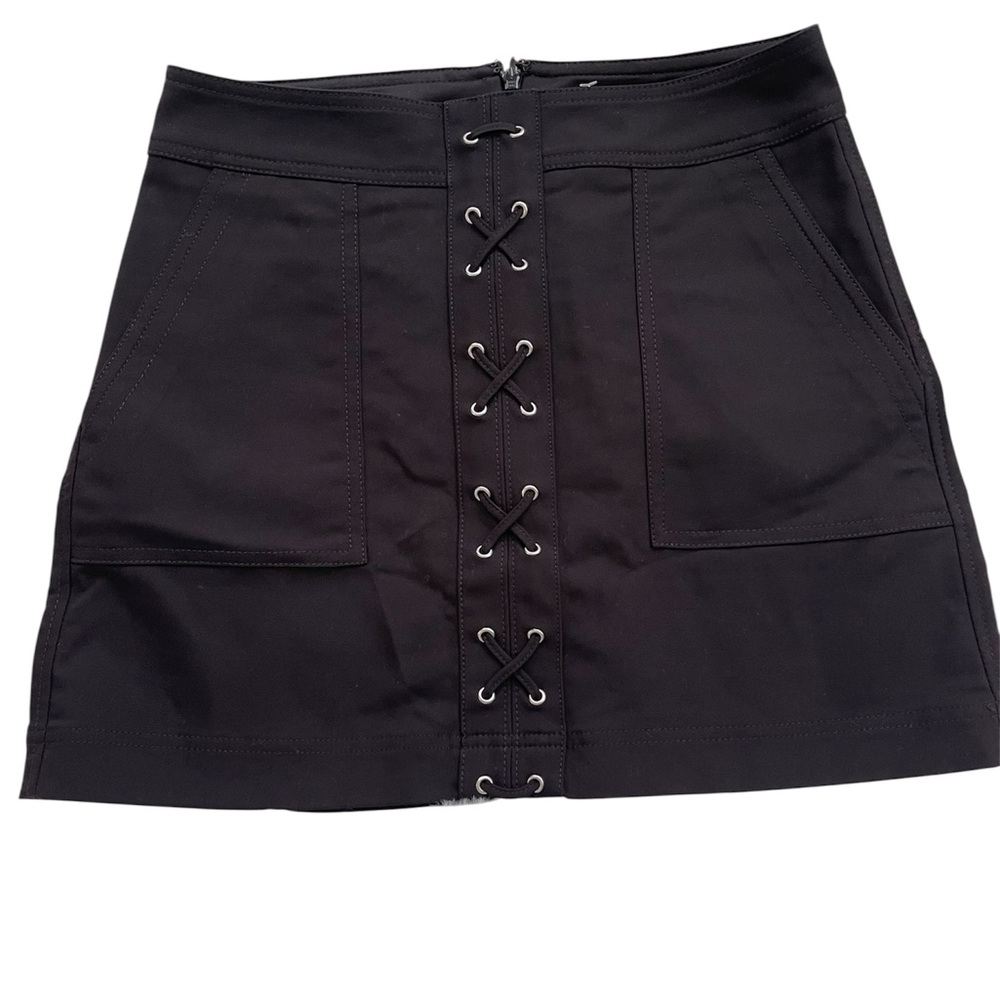 Express Black Lace-Up Mini Skirt